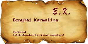 Bonyhai Karmelina névjegykártya